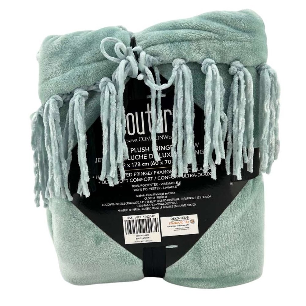 Couture By Commonwealth | Luxury Plush Fringe Throw | Comfort | 60"x70" | Sage